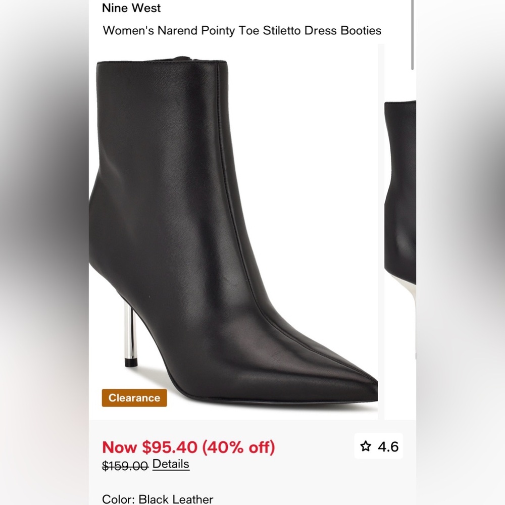Ninewest Narend Pointy Toe Stiletto Dress Bootie Size 10